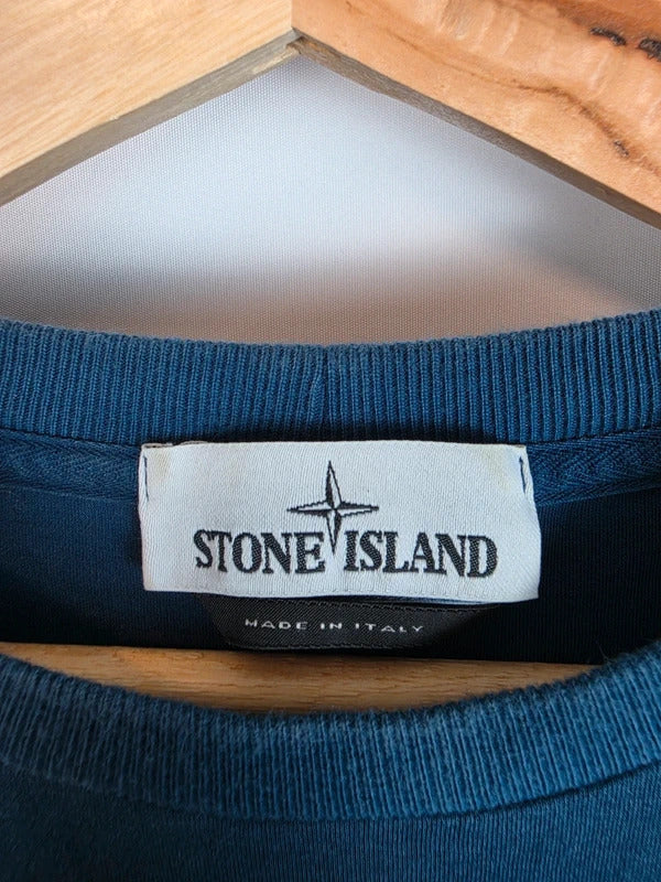 Stone Island Compass Patch Long Sleeve T-Shirt Blue - Men's L