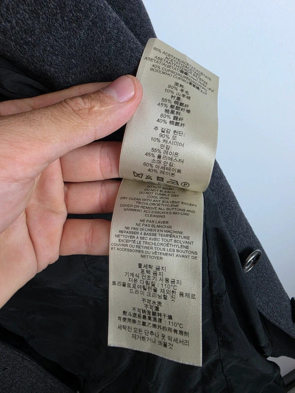 Burberry London Wool Cashmere Double Breasted Trench Coat Charcoal Grey UK 6 XS