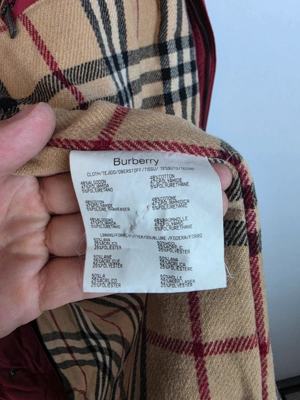 Vintage Burberry London Nova Check Lined Field Jacket Red Size XL
