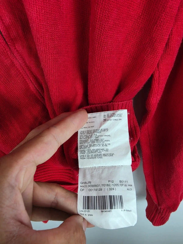 Burberry London Full-Zip Cotton Knit Cardigan Red – Size 7 ( L )