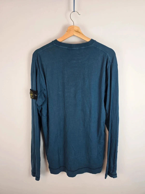 Stone Island Compass Patch Long Sleeve T-Shirt Blue - Men's L
