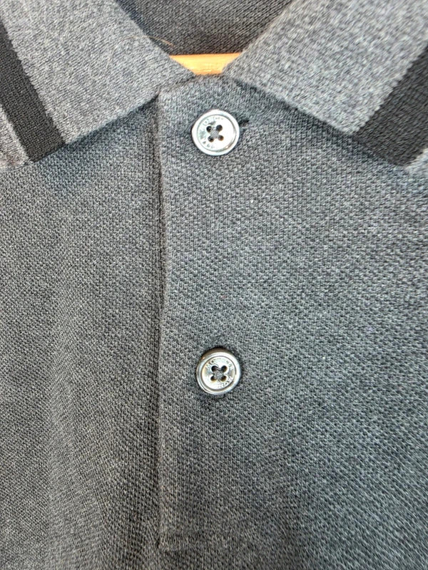 Moncler Long Sleeve Polo Shirt Charcoal Grey Tipped Collar Mens M