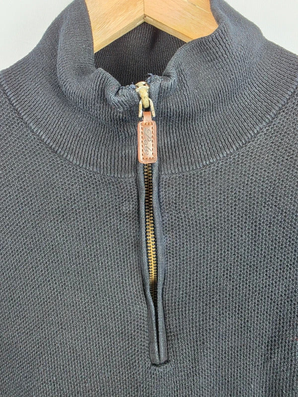 Polo Ralph Lauren Black Pima Cotton Quarter-Zip Jumper – Size S