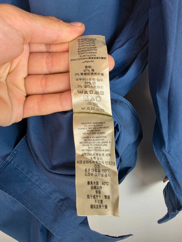 Burberry Brit Blue Long Sleeve Shirt, Check Collar & Cuff Detail - Size L