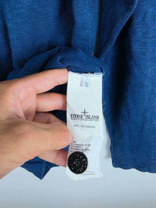 Stone Island Navy Cotton-Blend Henley Sweater – Size S
