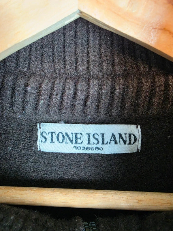 Vintage Stone Island AW 2007 Paul Harvey Quarter Zip Wool Jumper Brown XL