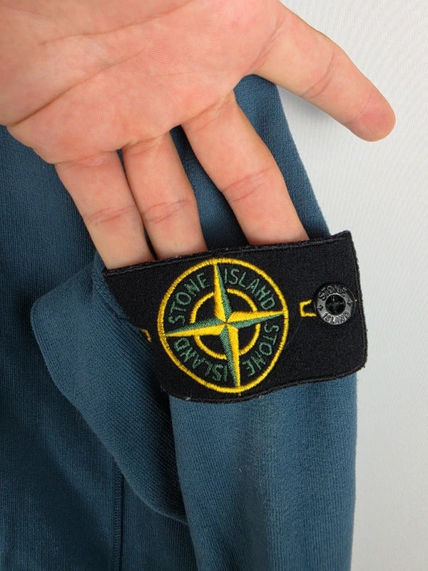 Stone Island Slate Blue Button-Zip Funnel Neck Jumper – Size L