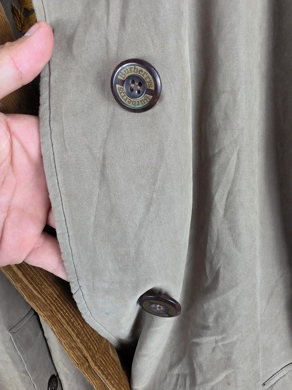 Vintage Burberrys Taupe Cord Collar Car Coat – Size L