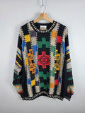 Carlo Colucci 90s 3D Knit Jumper Multicolor Coogi Style Size 54 XL