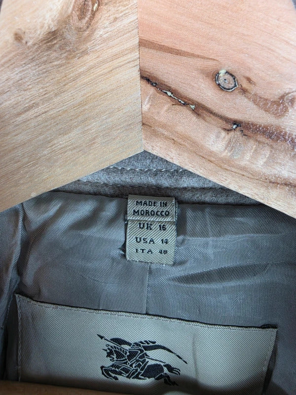 Burberry London Wool Blend Nova Check Double Breasted Pea Coat Jacket UK 16
