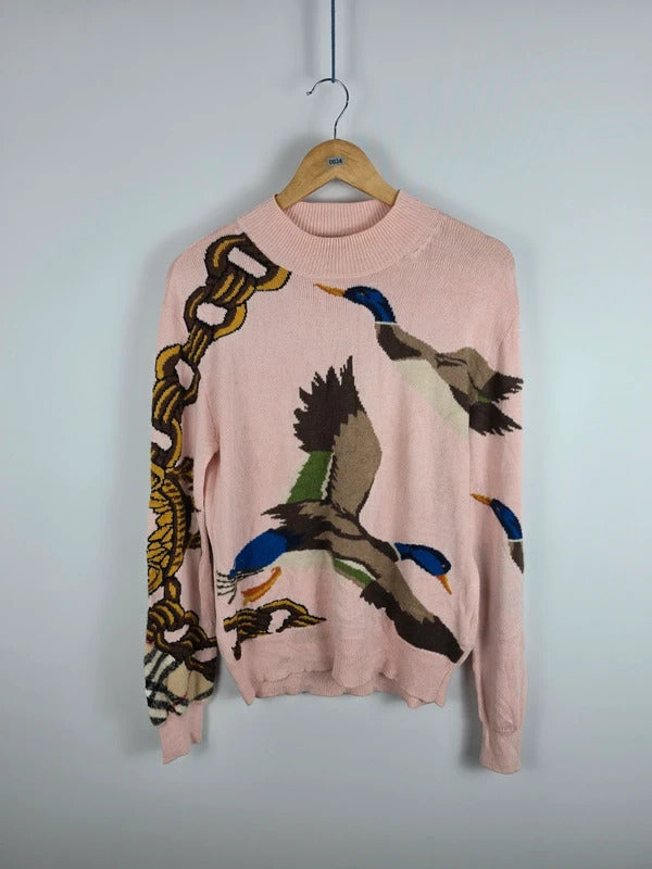 Burberry Pale Pink Mallard Duck Chain Knit Jumper – Size S