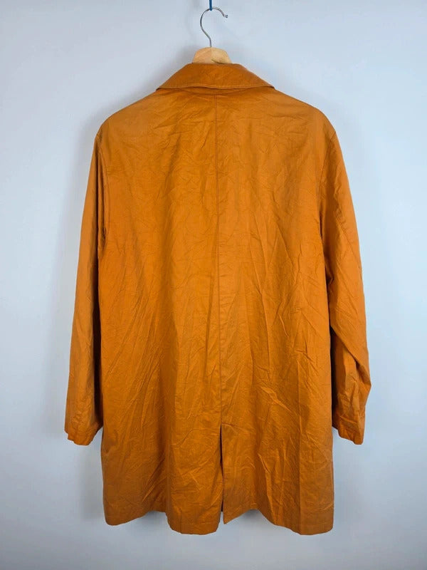 Burberry London Vintage Trench Coat Jacket Ochre Orange Mustard Size 42 XL