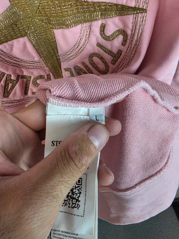Stone Island Embroidered Compass Logo Sweatshirt Pink - Size L