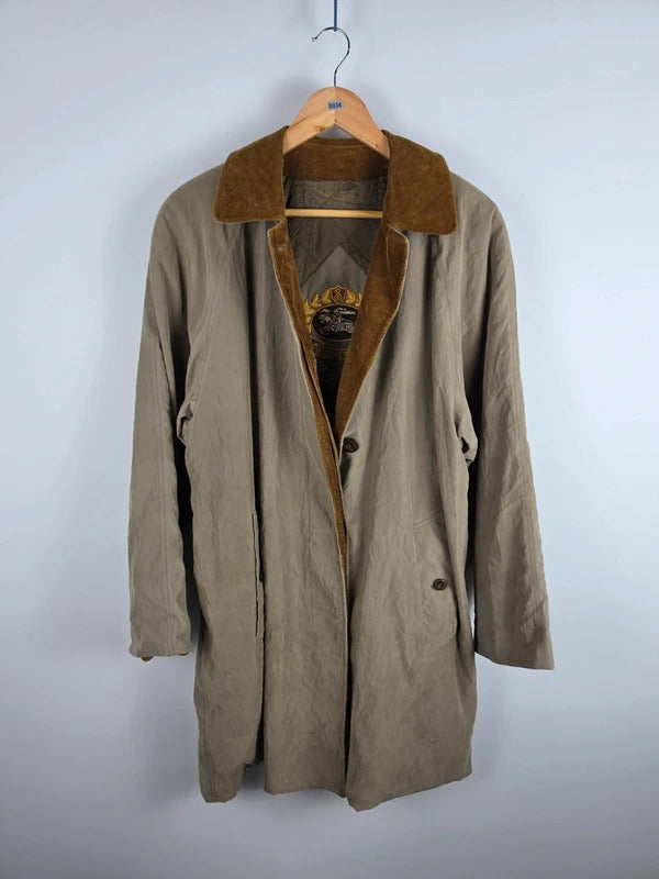 Vintage Burberrys Taupe Cord Collar Car Coat – Size L