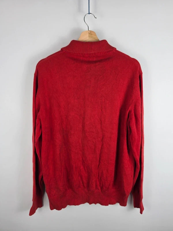 Burberry London Red Cotton Full-Zip Knit Cardigan – Size 6 ( L )