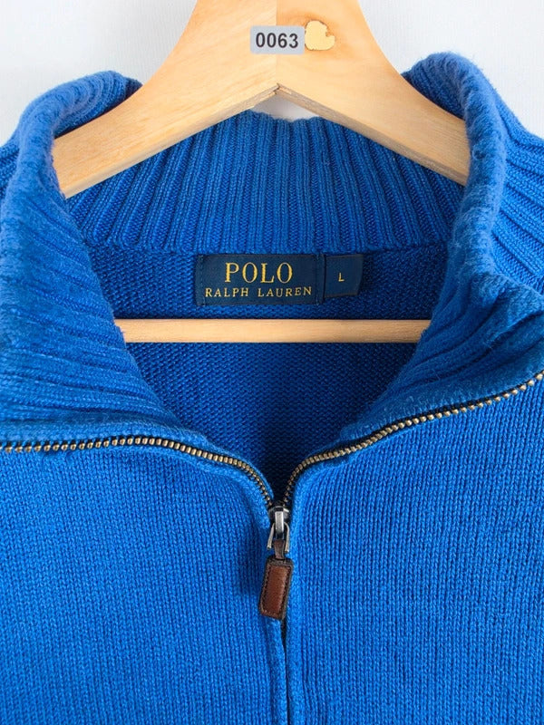 Polo Ralph Lauren Blue Knit Quarter-Zip Jumper – Size L
