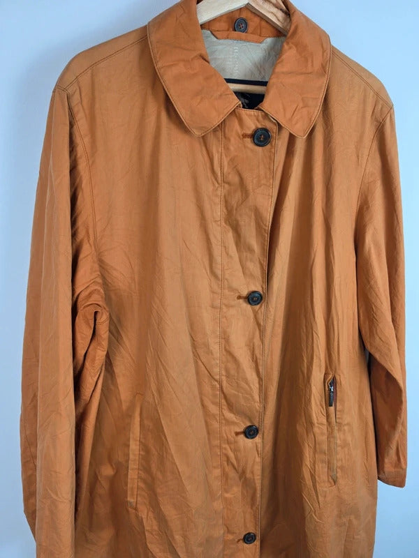 Burberry London Vintage Trench Coat Jacket Ochre Orange Mustard Size 42 XL