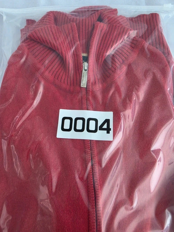 Burberry London Red Cotton Full-Zip Knit Cardigan – Size 6 ( L )