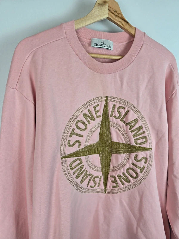 Stone Island Embroidered Compass Logo Sweatshirt Pink - Size L