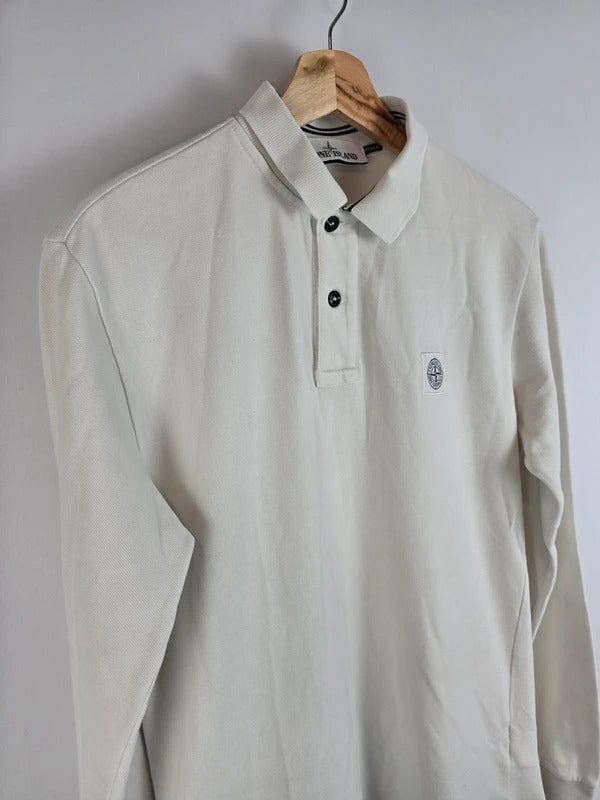 Stone Island Long Sleeve Polo Shirt Off White - Size S ART 66152CC15