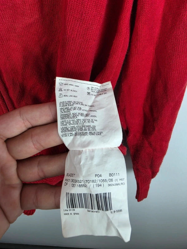 Burberry London Red Cotton Full-Zip Knit Cardigan – Size 6 ( L )