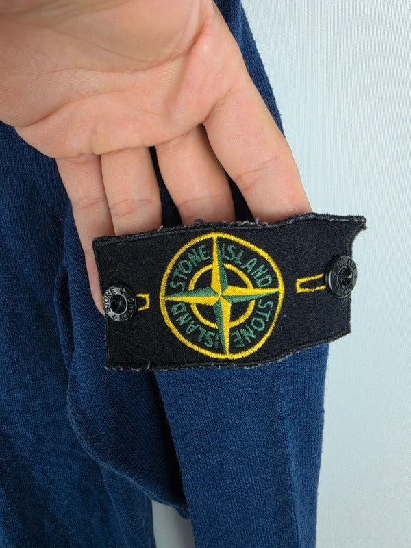 Stone Island Navy Cotton-Blend Henley Sweater – Size S