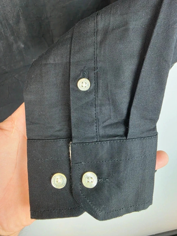 Burberry Brit Black Long Sleeve Shirt, Size Medium - Nova Check Collar
