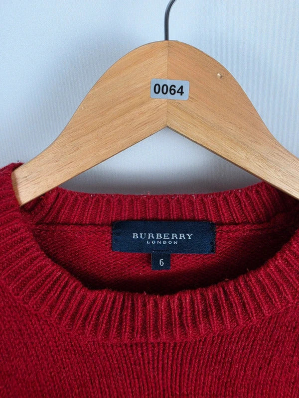 Burberry London Red Wool Crewneck Jumper – Size 6