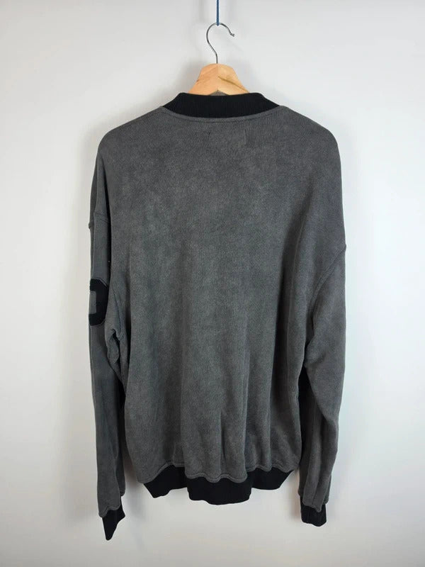 Represent Oversized Clo Varsity Letter Patch Wash Sweatshirt Black Grey M