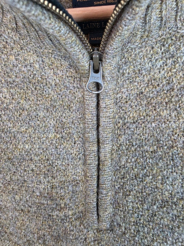 Pendleton Washable Shetland Wool Half Zip Knit Jumper - Large