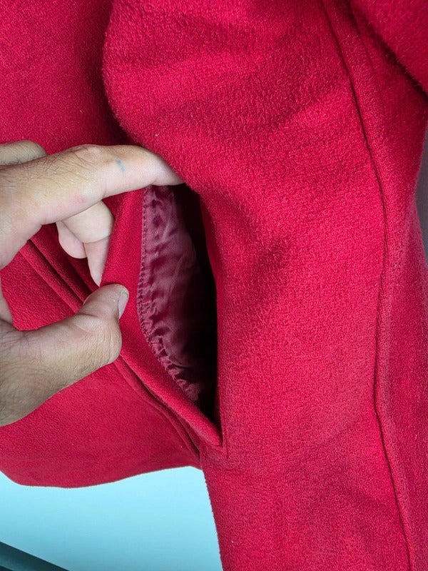 Burberry London Red Wool Blend Jacket – Nova Check Lined, Size 42