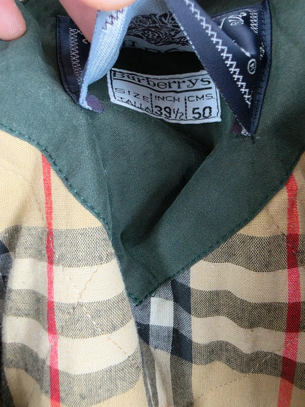 Vintage Burberrys Green Field Jacket Nova Check Lining – Size 50 XL