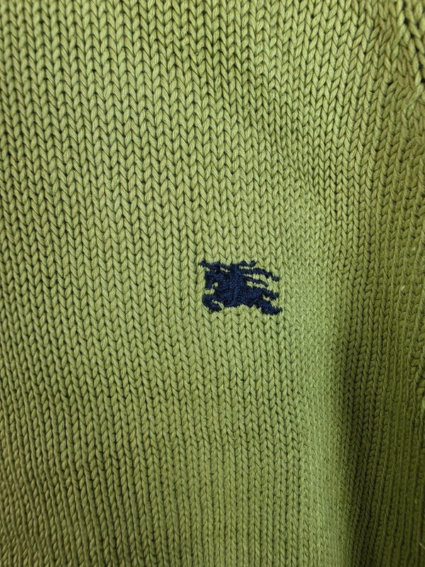 Burberry London Half Zip Cotton Lime Green Knit Pullover Size 5