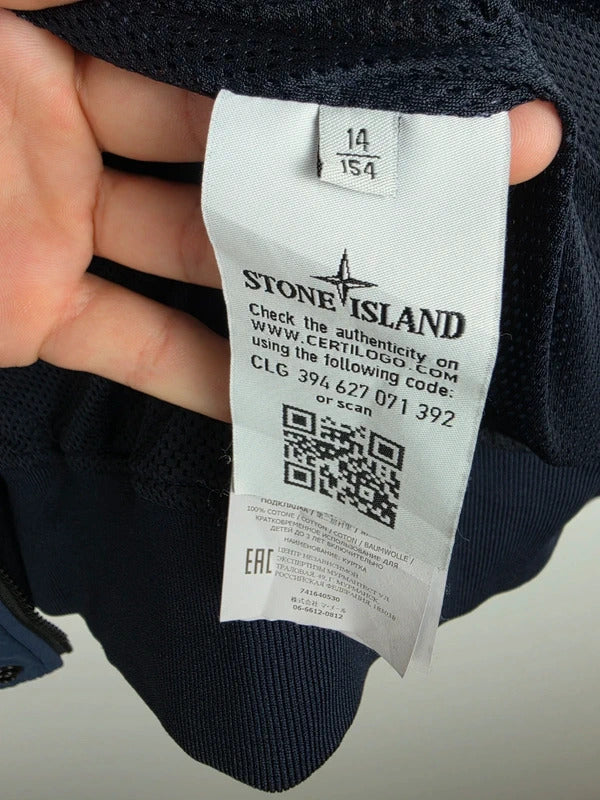 Stone Island Junior Navy Nylon Hooded Bomber Jacket – Age 14 / XS Adult