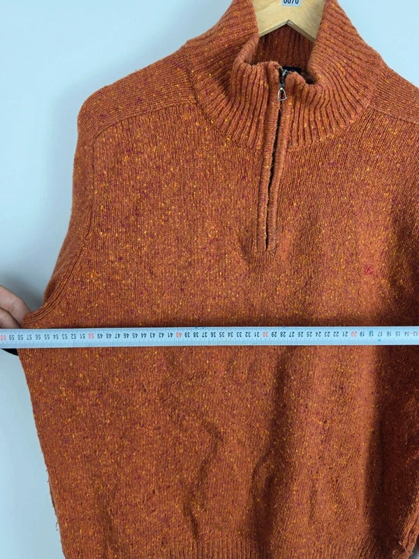Burberry London Wool Blend Quarter-Zip Sweater Rust – Size 7 ( L )