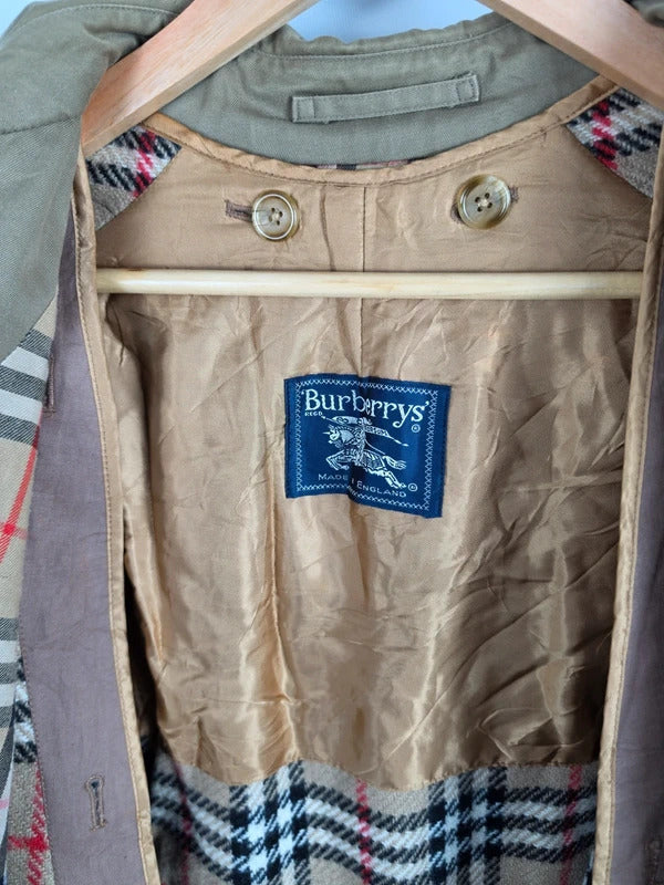 Burberrys Long Trench Coat – Honey, Wool Liner, Size 16 Long, Made in England
