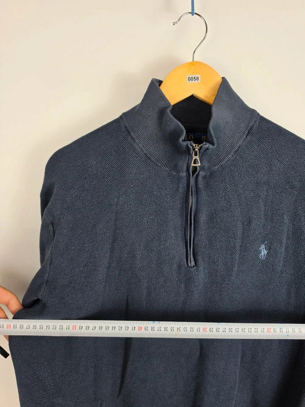 Polo Ralph Lauren Navy Pima Cotton Mesh Quarter-Zip Jumper – Size XXL
