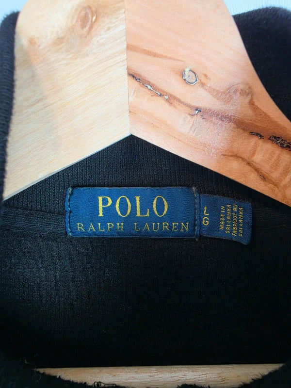 Polo Ralph Lauren 1/4 Zip Sweatshirt Black Purple Pony Size L