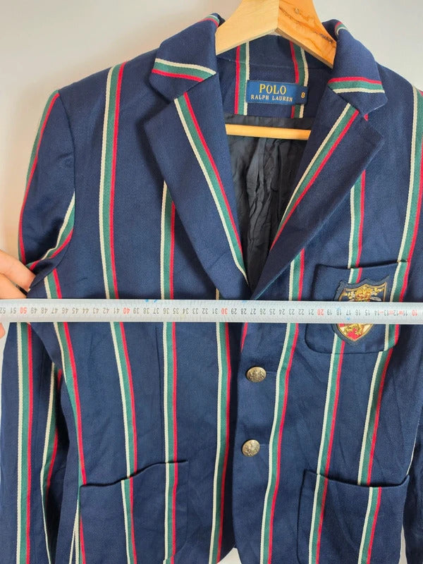 Polo Ralph Lauren Regatta Stripe Crest Wool Blend Blazer - Size 8