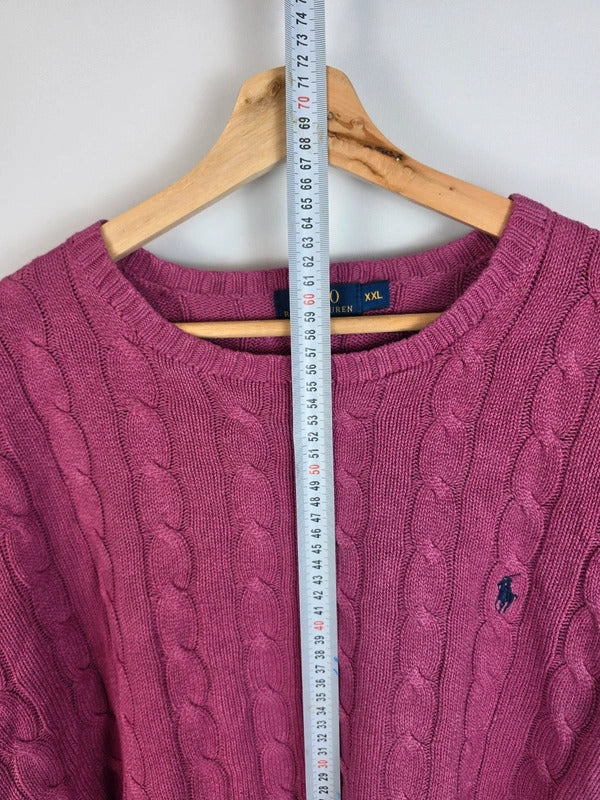 Polo Ralph Lauren Cable Knit Cotton Jumper Berry / Magenta - XXL
