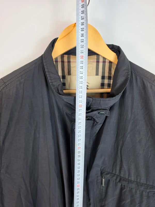 Burberry London Charcoal Black Field Jacket Coat Nova Check - Men's 54