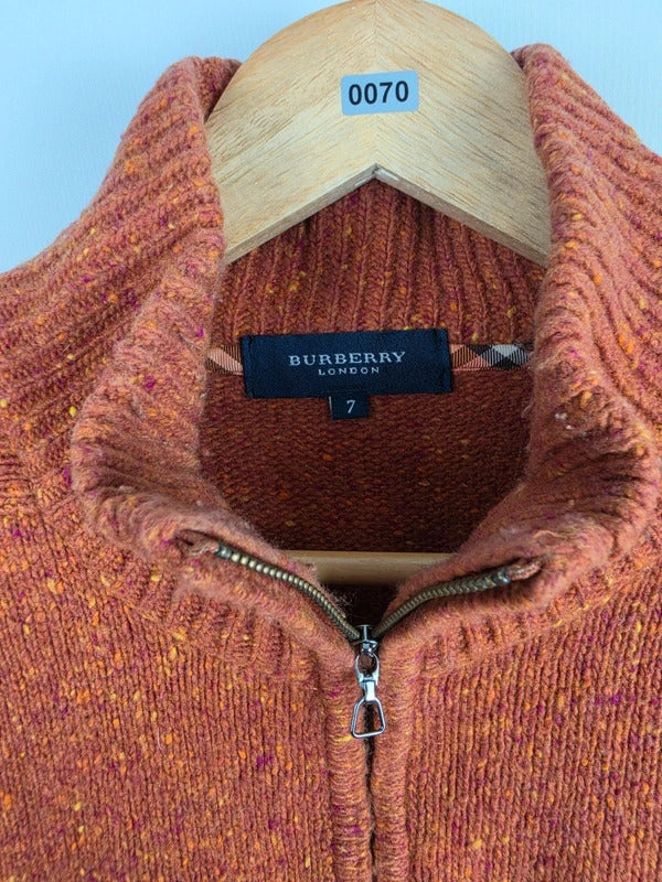 Burberry London Wool Blend Quarter-Zip Sweater Rust – Size 7 ( L )