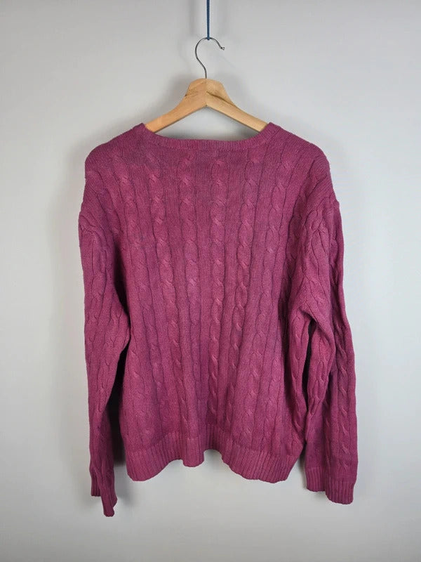 Polo Ralph Lauren Cable Knit Cotton Jumper Berry / Magenta - XXL