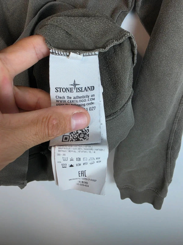Stone Island SS18 Ghost Piece Crewneck Sweatshirt Olive Khaki Green M
