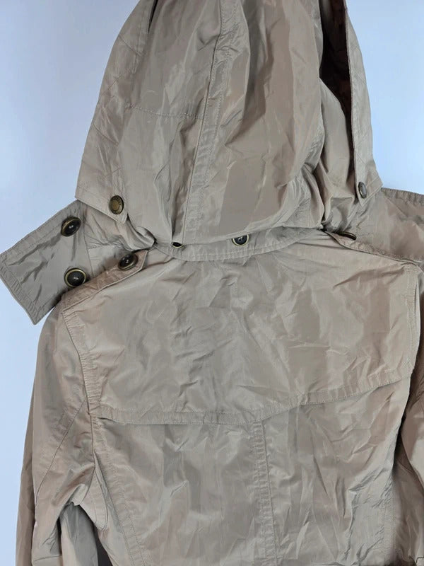 Burberry Brit Beige Hooded Trench Coat Nova Check Lining - UK 8