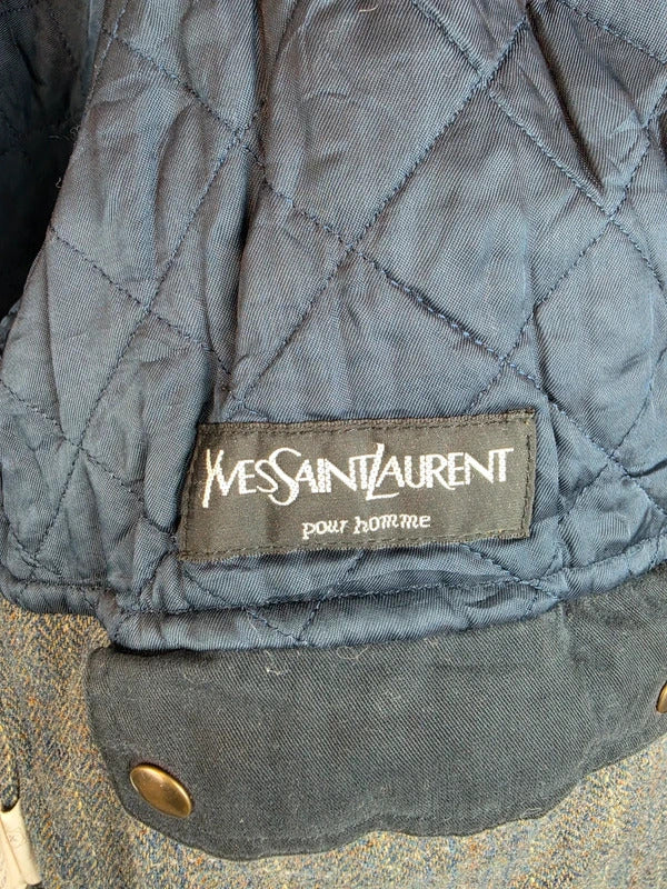 Vintage Yves Saint Laurent Pour Homme Quilted Field Jacket Navy - Size XL