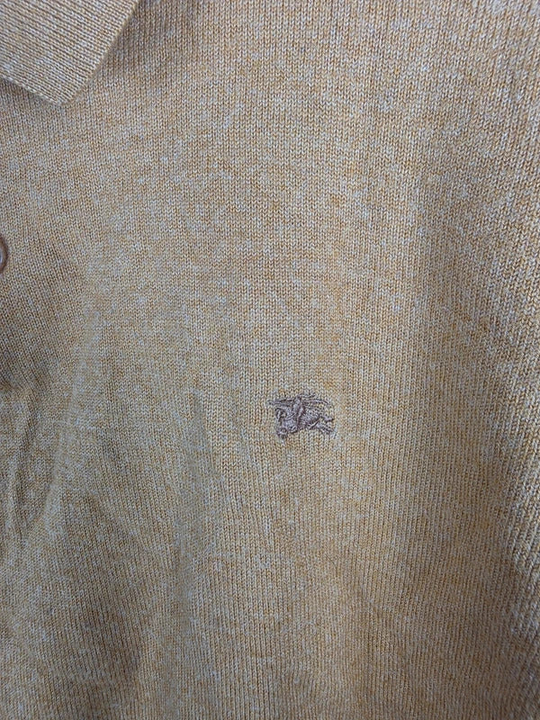 Burberry Mustard Merino Wool Polo Collar Knit Jumper – Size 7 (L)