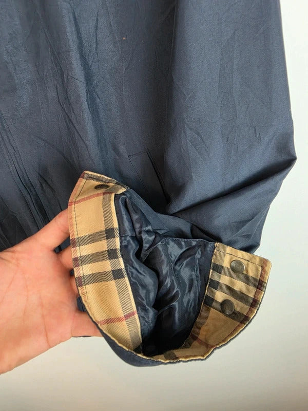Burberry London Navy Harrington Jacket Nova Check Lined Size 52 Large