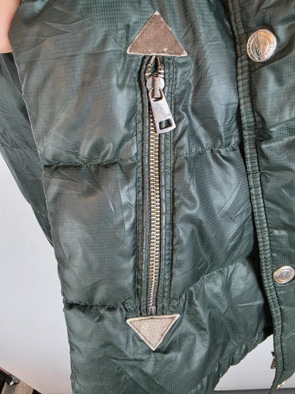 Burberry Brit Down Puffer Jacket Dark Forest Green Nova Check Lined Mens XXL