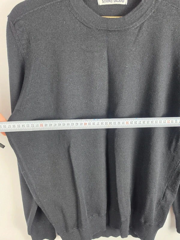 Stone Island Black Wool Blend Crew Neck Knit Jumper – Size XL